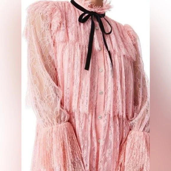 Alice + Olivia Joanie Tiered Ruffle Button-Down Dress - Picture 16 of 16